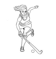 Field Hockey Isolated Coloring Page For Kids