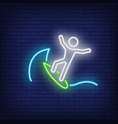 Person Surfing On Board Neon Sign