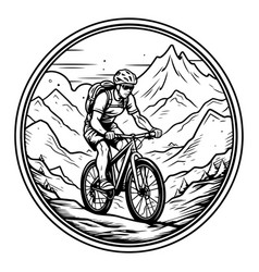 Mountain Biker Riding A Bike Round Icon