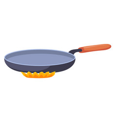 Empty Frying Pan On Firing Stove Cooking Icon