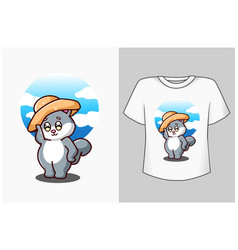 Mockup Cute Cat With Hat Cartoon