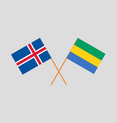 Crossed Flags Of Gabon And Iceland