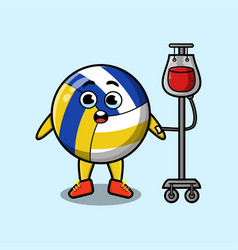 Cute Cartoon Volleyball Having Blood Transfusion