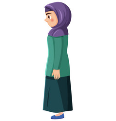 Side View Of Muslim Girl Cartoon Character