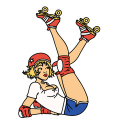 Traditional Tattoo A Pinup Roller Derby Girl