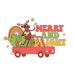 Groovy Retro Christmas Pickup Truck Carries