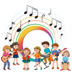 Happy Kids Playing Musical Instruments