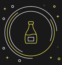 Line Sauce Bottle Icon Isolated On Black