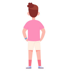 Girl Rear View Cartoon Kid Character Standing