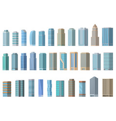 High Buildings Icons Set Cartoon Business