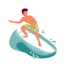 Surfer Character With Surfboard Standing