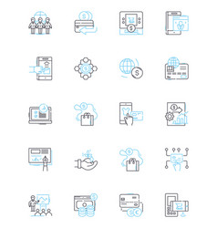 Virtual Transaction Linear Icons Set