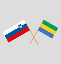 Crossed Flags Of Gabon And Slovenia