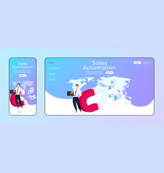 Sales Automation Adaptive Landing Page Flat Color