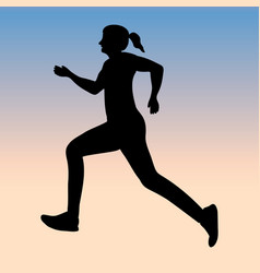 Silhouette Of Running Woman Side View Active