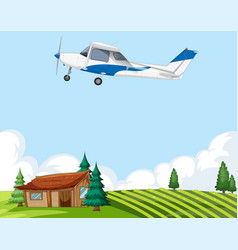 A Plane Above A Rural House