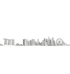 Singapore Abstract Cityscape Line Art Style