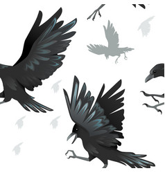 Seamless Pattern Of Black Crows Cartoon Animal