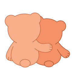 Two Hugging Bears Back View Cute Cartoon