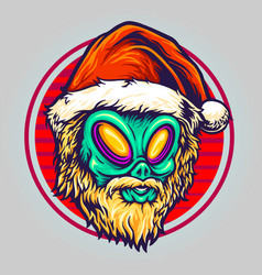 Alien Head Santa Mustache Logo