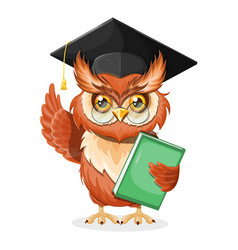 Cartoon Character Smart Owl Graduate With A Book