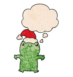 Cute Cartoon Frog Wearing Christmas Hat