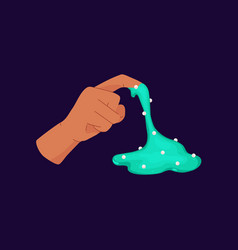 Hand Playing With Sticky And Gooey Slime Toy Flat