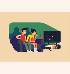 Couple Watching Television Together Adult Young