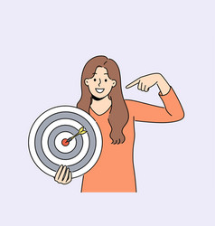 Smiling Woman Point At Shooting Target