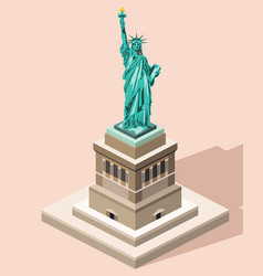 3d Isometric Icon Of Statue Of Liberty With Flat