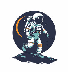 Astronaut On The Moon On White Background