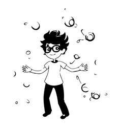 Hipster Boy Dancing In The Rain Cartoon