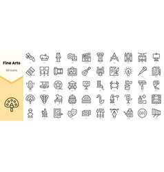 Set Of Fine Arts Icons Simple Line Art Style