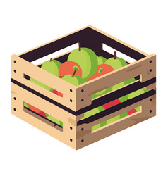 Fresh Organic Apples In Wooden Crate