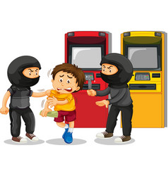 Thief Threatening A Boy For Money