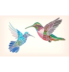 Two Hummingbirds In Stylized