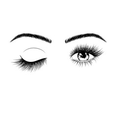 Hand Drawn Female Eyes Silhouette Wink One Eye