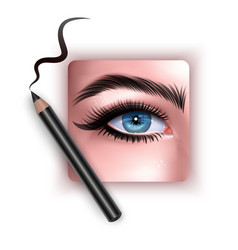 Realistic Eye Applying Eyeliner Close Up Woman