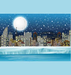 Snowy Night In The City Background