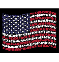 Waving American Flag Stylized Composition Of Cabin