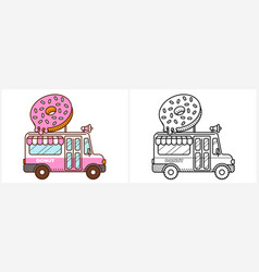 Donut Van Coloring Page For Kids Food Truck