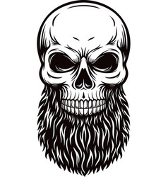 Skull With Bearded Face Black And White