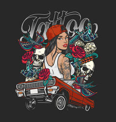 Tattoo Cool Girl Colorful Flyer