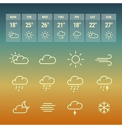 Weather Forcast Line Icons On Hot