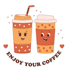 Coffee Couple Cute Characters Takeaway