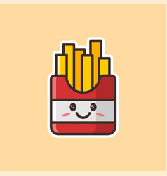 French Fries Doodle Cartoon Character