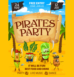 Pirates Party Flyer Cartoon Vegetable