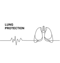 Human Lungs With Heart Pulse One Line Continuous