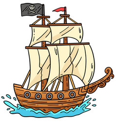 Pirate Ship Cartoon Colored Clipart