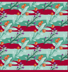 Seamless Pattern With Berry Branches Hand Drawn